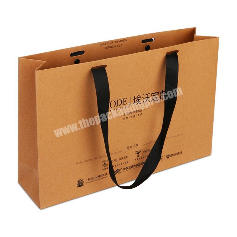 different types Custom Logo Print apparel clothing Grocery packaging shopping paper bag with ribbon handles