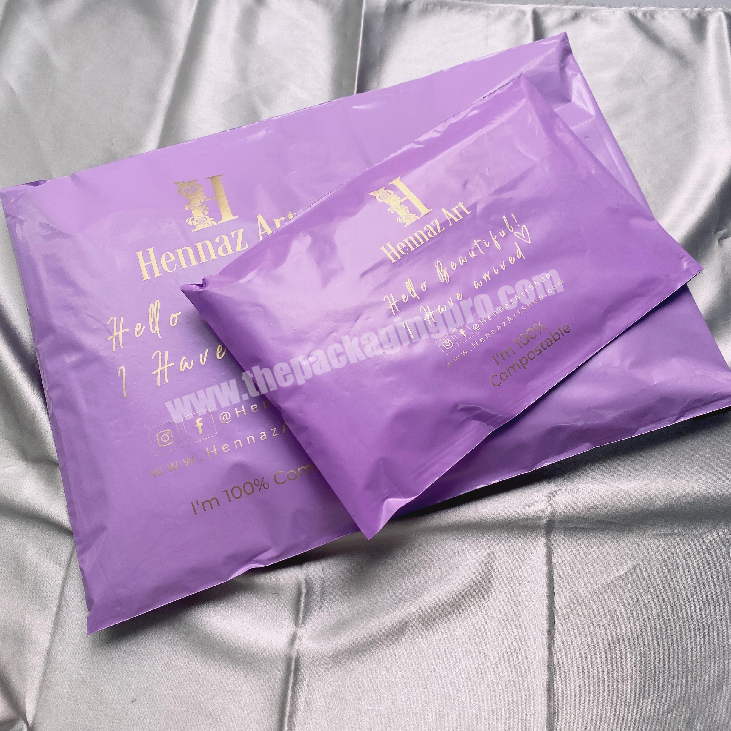 eco friendly light purple with custom logo custom shipping bags mailer bags courier bags with logo for clothing packaging