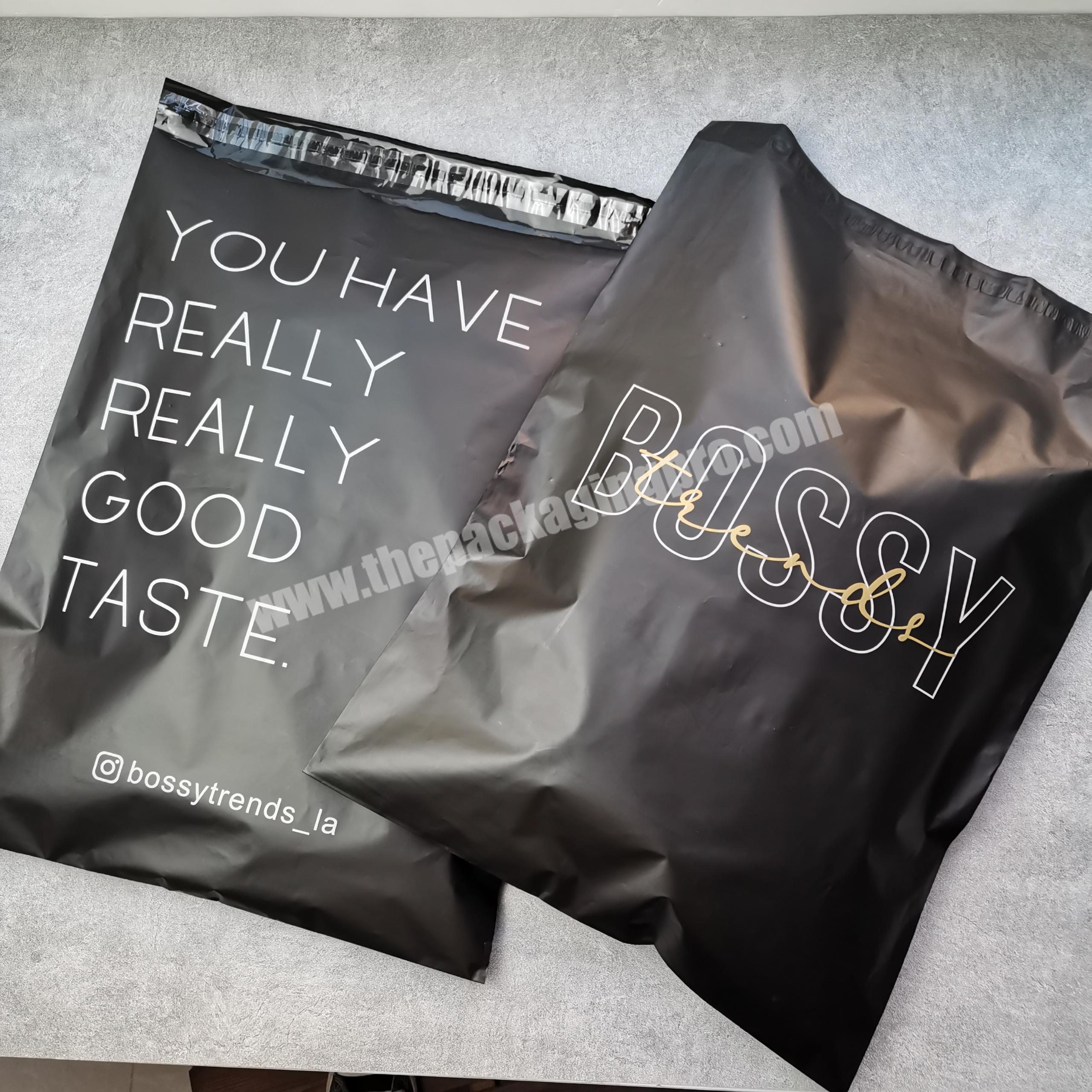 eco friendly luxury matte black polymailer custom own logo custom shipping bagpolymailer for apparel packaging