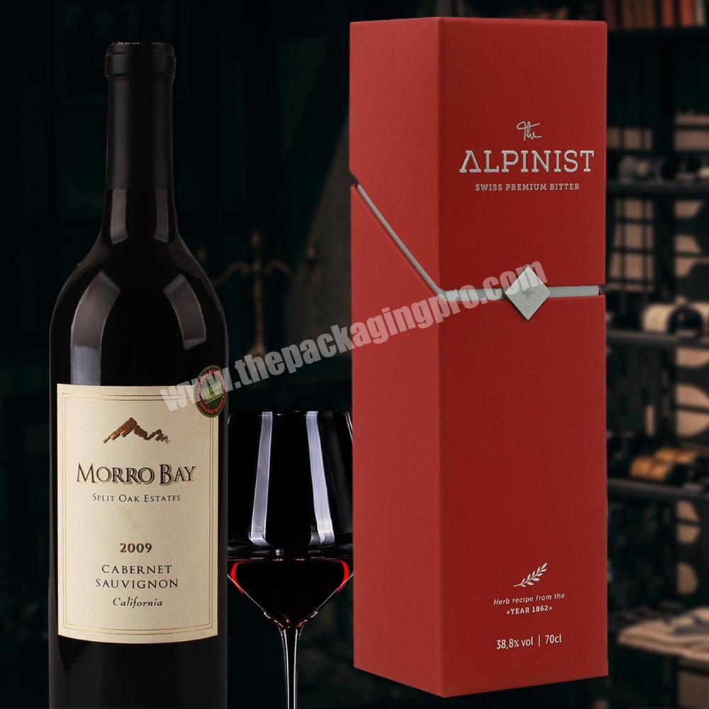 personalize luxury red black whiskey champagne spirit magnetic cardboard gift packing cajas individuales para vino wine packaging box