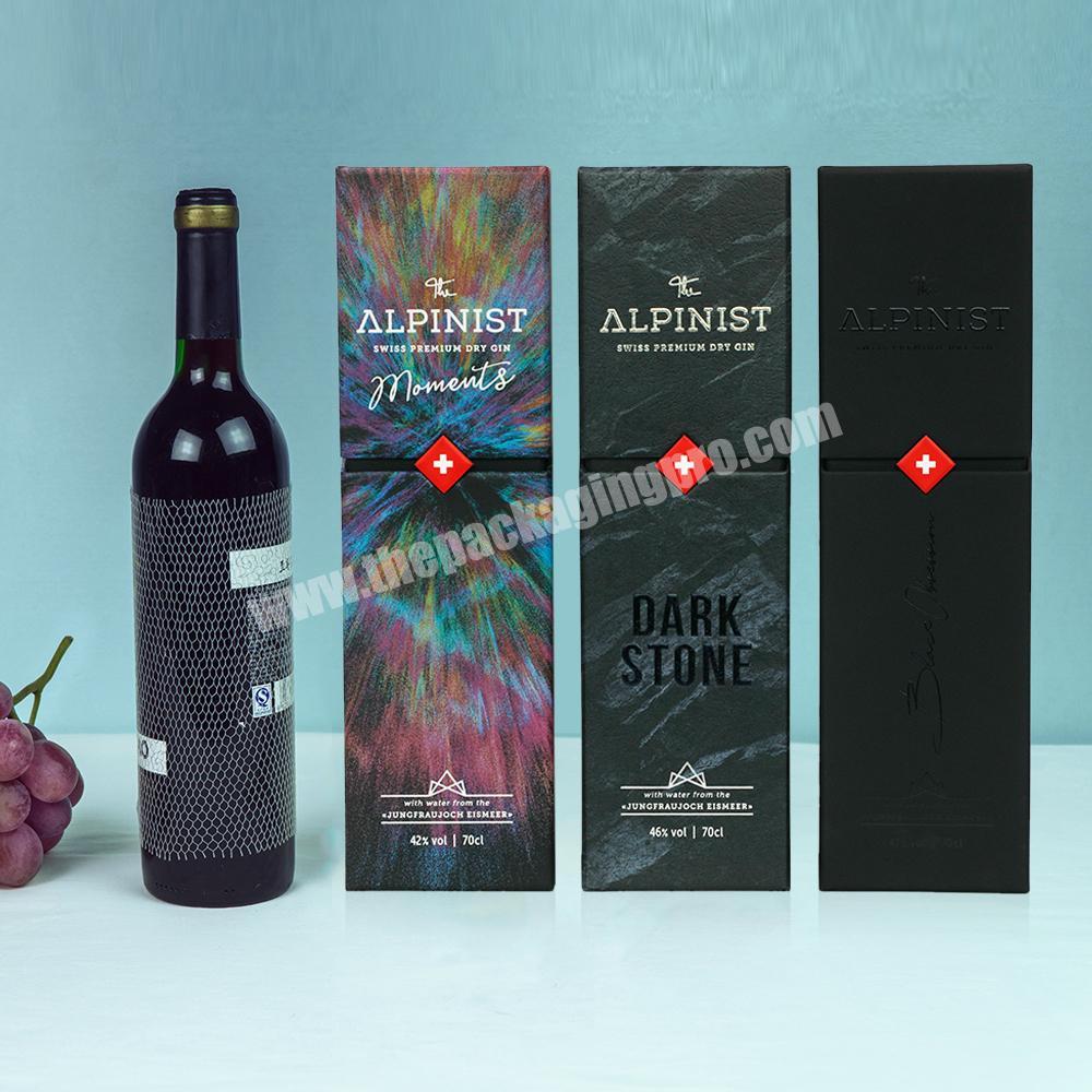 luxury red black whiskey champagne spirit magnetic cardboard gift packing cajas individuales para vino wine packaging box wholesaler