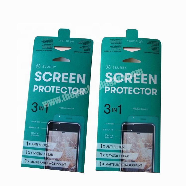 envelop shape paper printed tempered glass phone screen protector packaging box