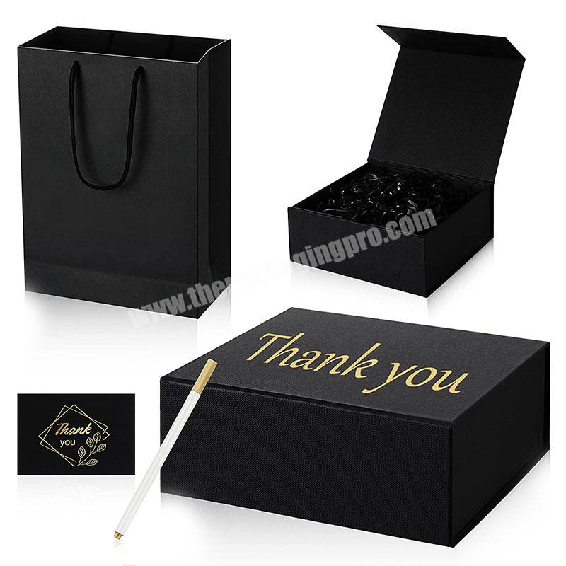 free design custom logo black luxury magnetic lid cardboard paper gift box packaging