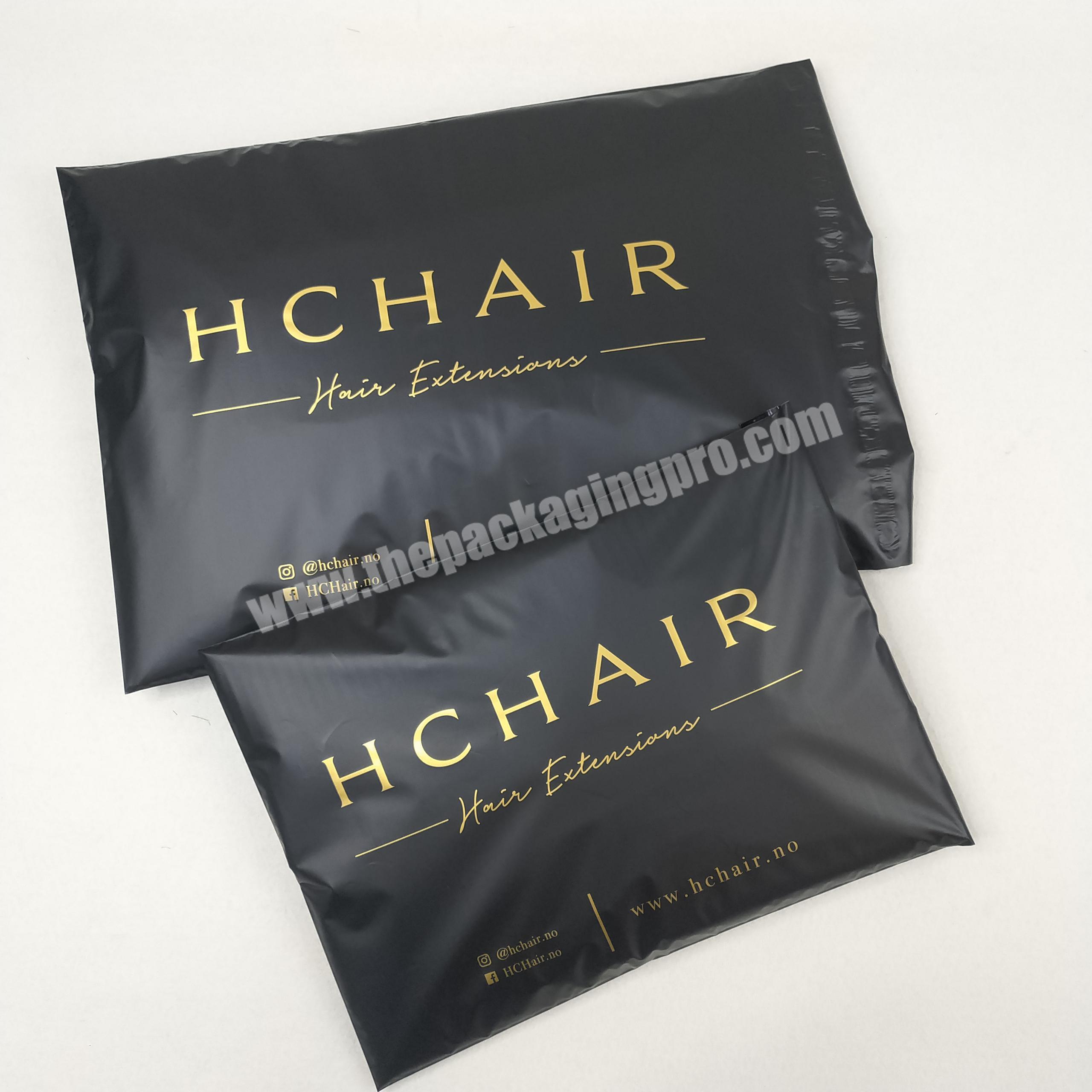 gold logo printing matte black with Gifts Packaging Poly Bag Mailers Biodegradable bags Logo compostable mailer bag