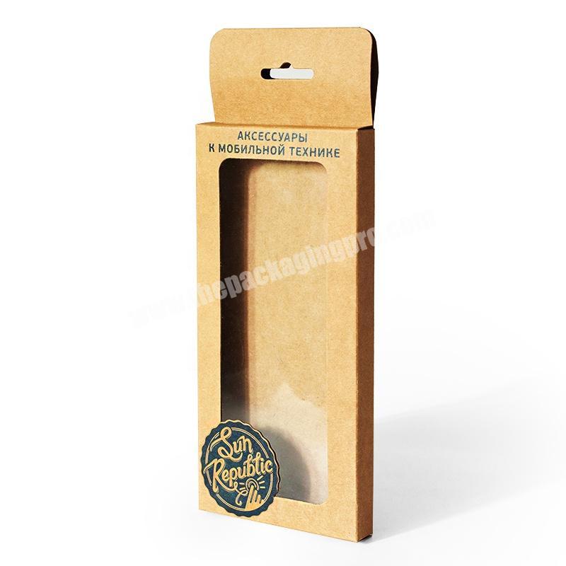 handmade mobile phone case USB cable packaging kraft paper box with window