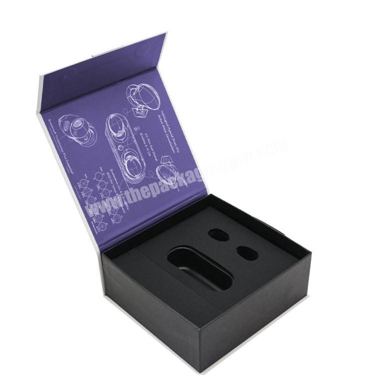 high quality custom printing magnetic empty packaging box for earphone packing box