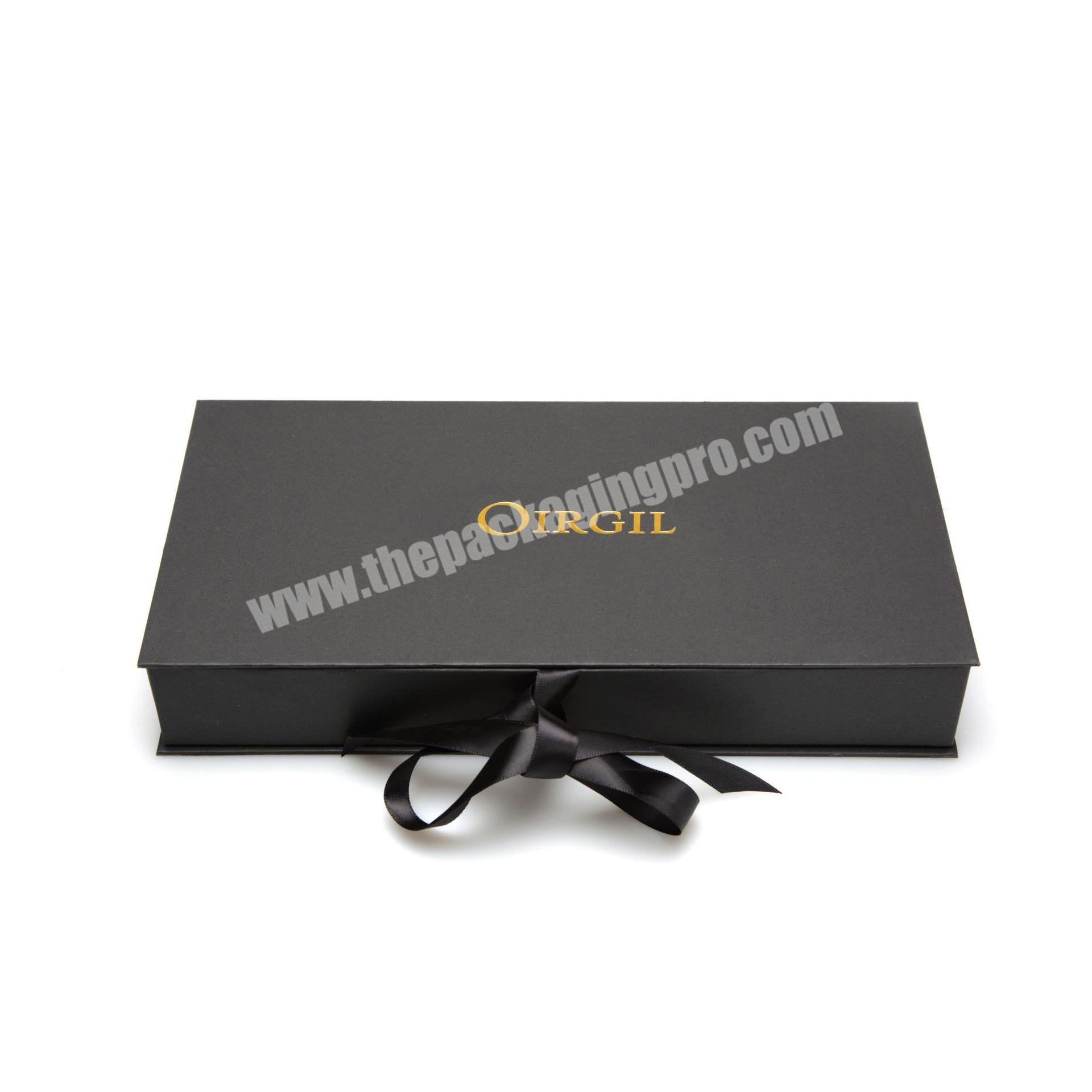 customised luxury magnetic gold foil matt black rigid gift box packaging