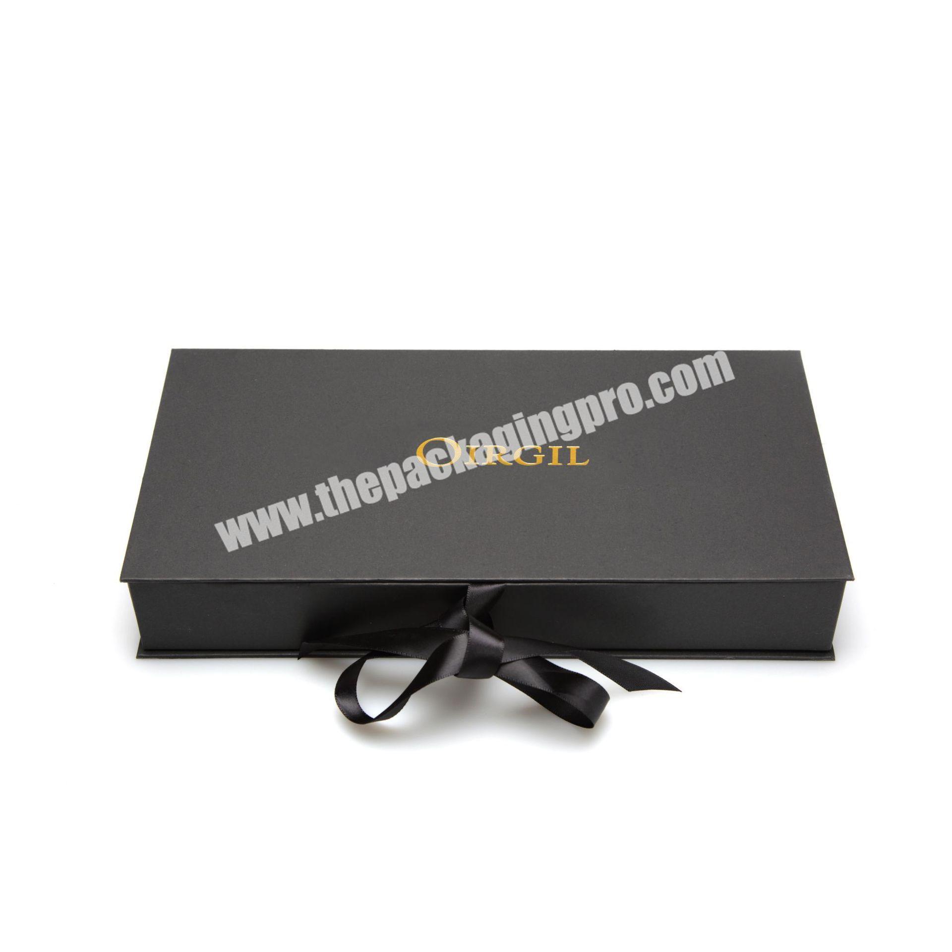 Handmade luxury gold foil stamping logo paperboard black matte VIP card gift box