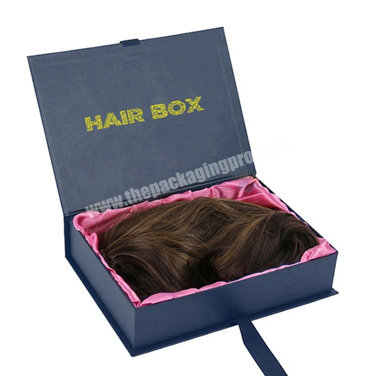 luxury custom paper magnetic wig packaging boxes with logo