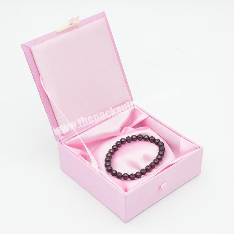 luxury eco friendly valentines flip boxes silk ribbon jewelry packaging box for bracelet storage