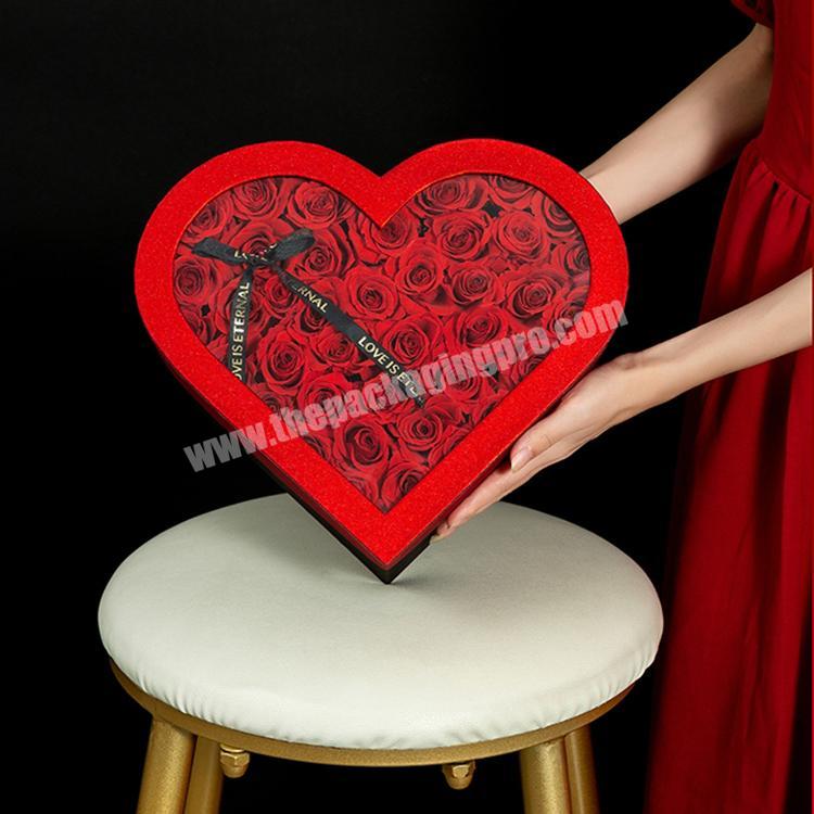 luxury heart shaped dried flower gift paper cardboard box packaging preserved rose love flower box