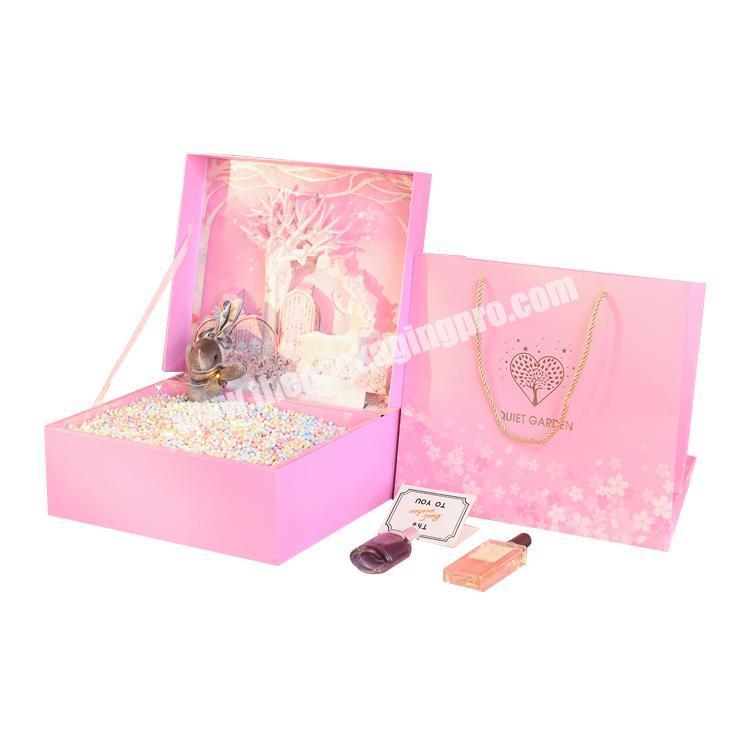 pink black eco friendly cosmetic packaging set perfume gift boxes custom wholesaler