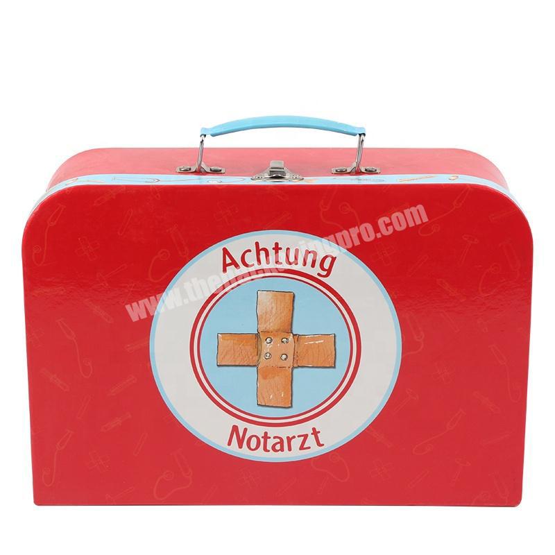 manufacturer doctor game playing toys medical rubber cardboard suitcase with plastic handle