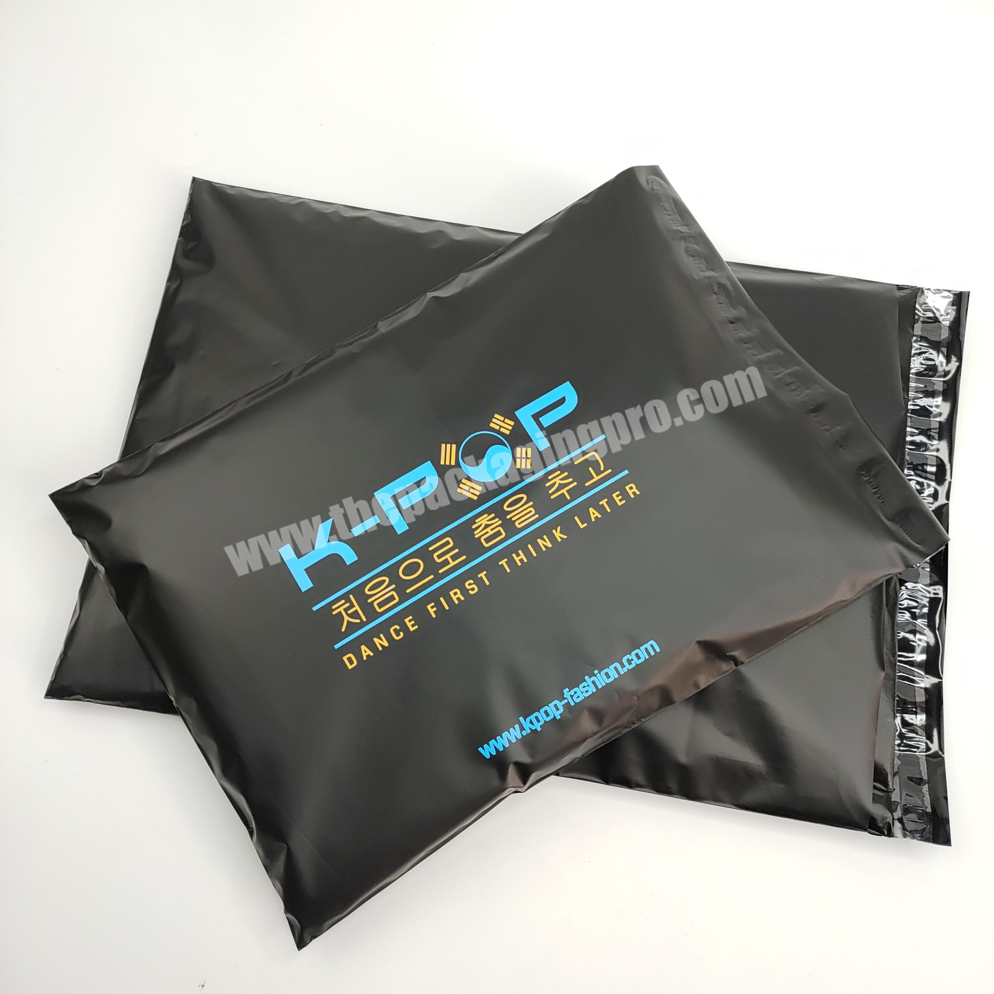 matte black  with custom    logo  poly mailer bag  for cosmetics eye lashswimwear packing courier bag envelope
