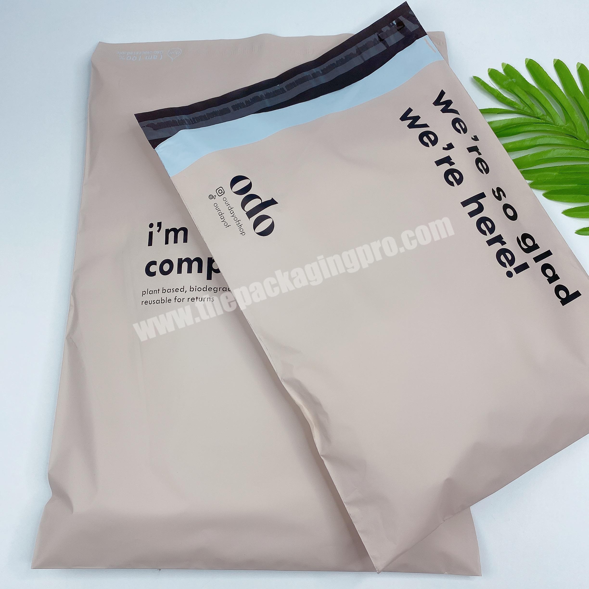 matte peach with custom black logo shipping bags poly mailer bags courier bags with logo for clothing packaging