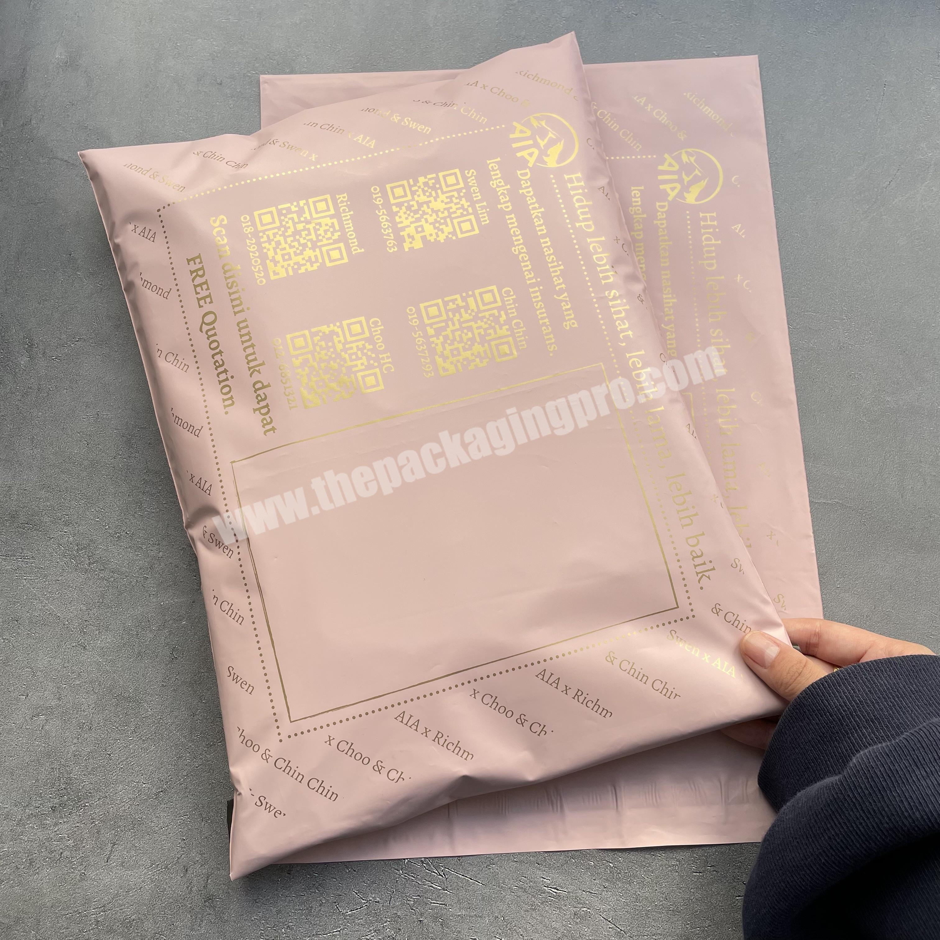 matte pink print design custom logo poly mailer bags package shipping bags biodegradable ready to ship compostable mailing bag