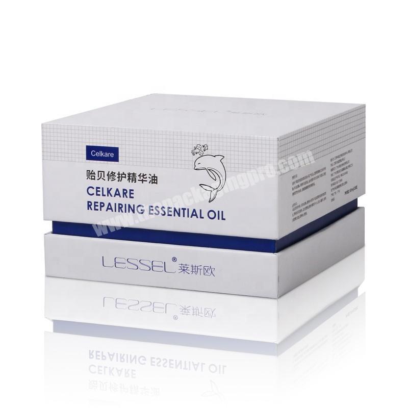 no MOQ bespoke custom luxury cardboard telescoping rigid packaging gift box with EVA foam for cosmetic serum essential oil