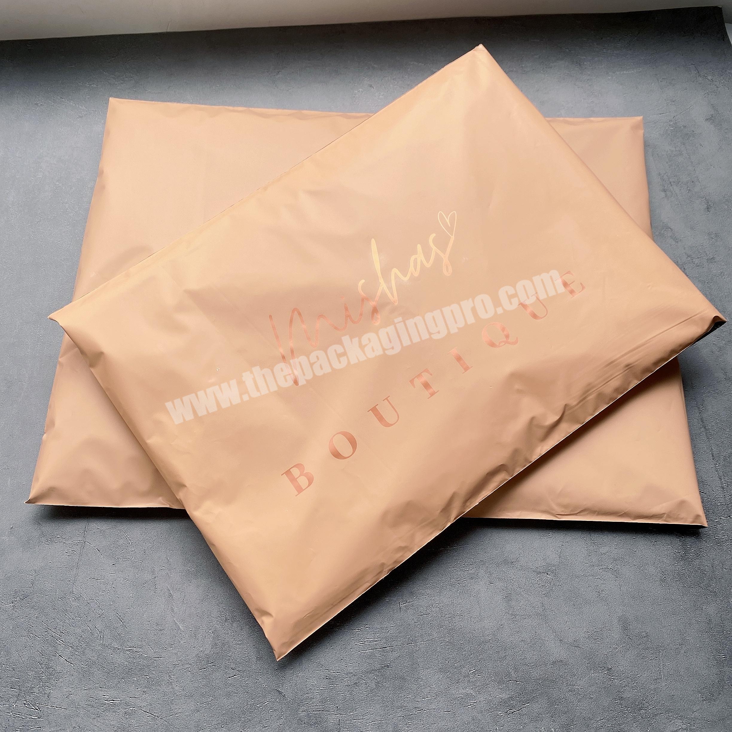 nude poly mailer rose gold logo shipping bags poly mailer bags courier bags with logo for clothing packaging