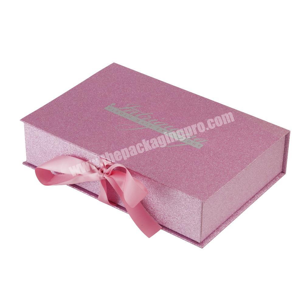 pink and gold custom logo braided lace wigs case human hair packaging box with satin