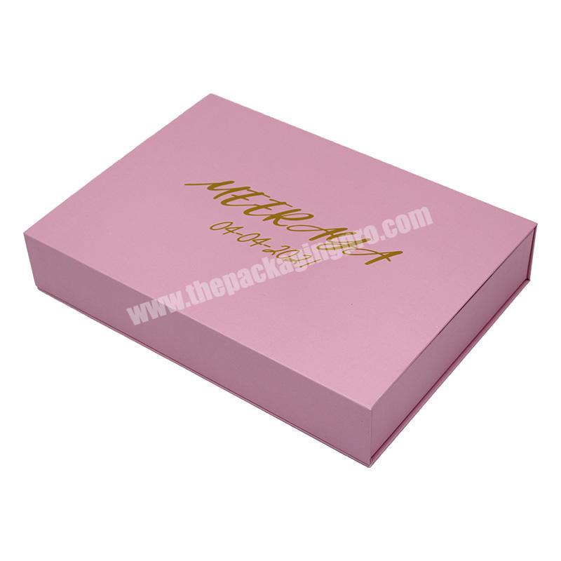 pink book shape packaging box gift box product box with golden pattern