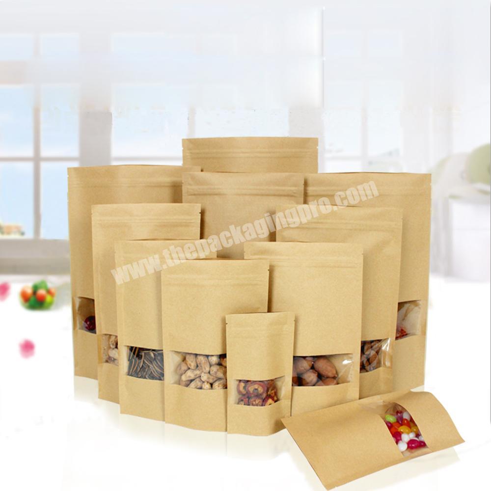 recycle stand up pouch zip lock dried biodegradable kraft paper bag food packaging bag