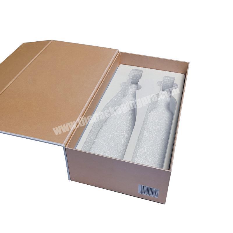 rigid cardboard white magnetic single two double wine bottle packing gift box