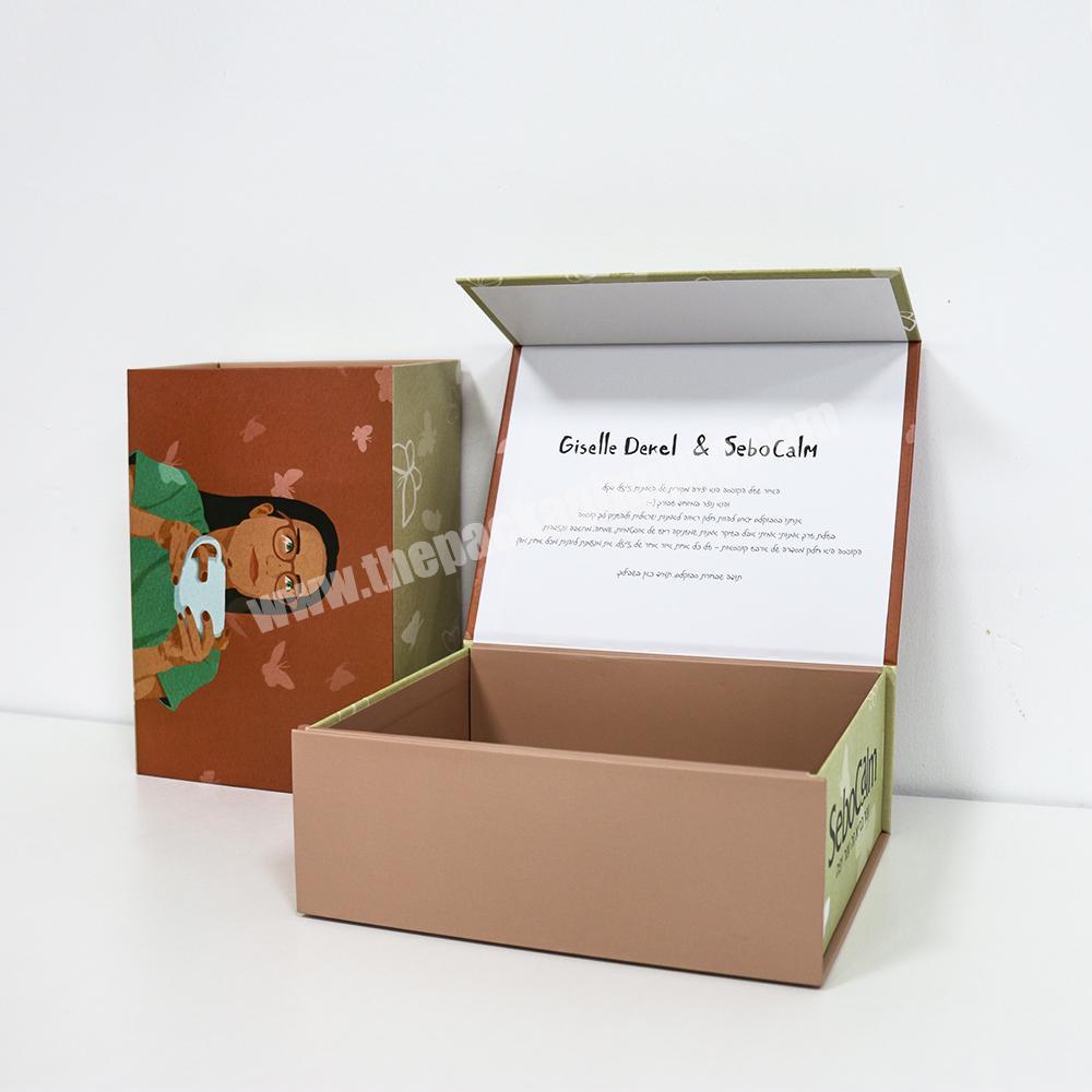 rigid rectangle flap white kraft formed  magnetic gift box with magnetic lid handle