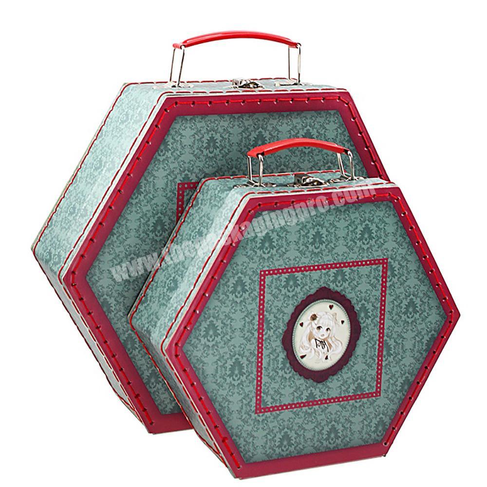 storage gift boxes small children cardboard travel box suitcase hexagonal cardboard box package suitcase