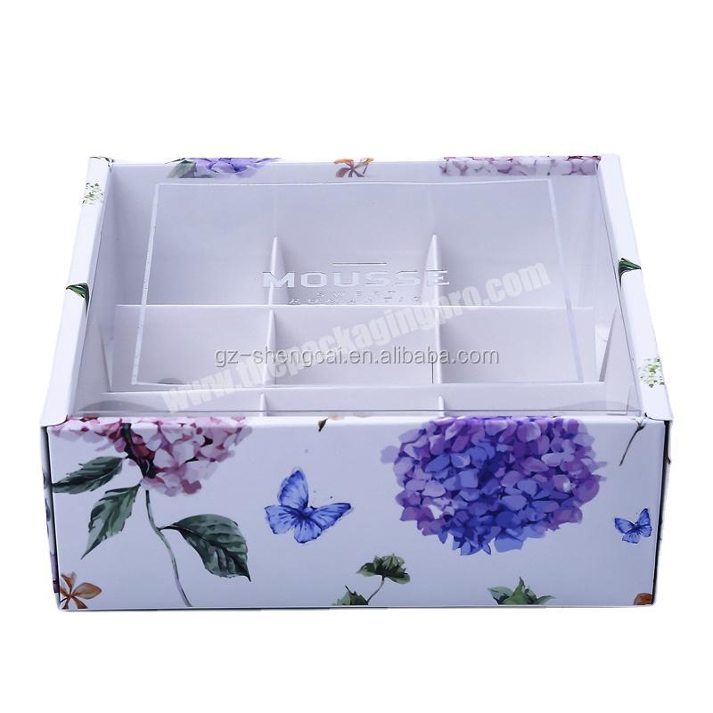 transparent lid paper chocolate packing soap bath bombs candle wax melts packaging box with divider