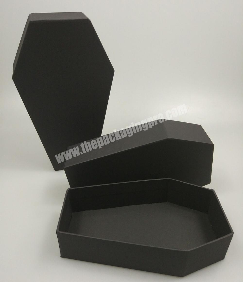 Custom \tsmall  mini black paper cardboard coffin shape  makeup nail tips shoe jewelry clothing packaging  gift box