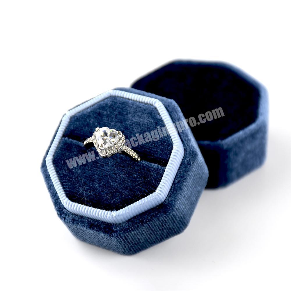 wedding jewelry boxes velvet ring box octagon shape suede double ring box
