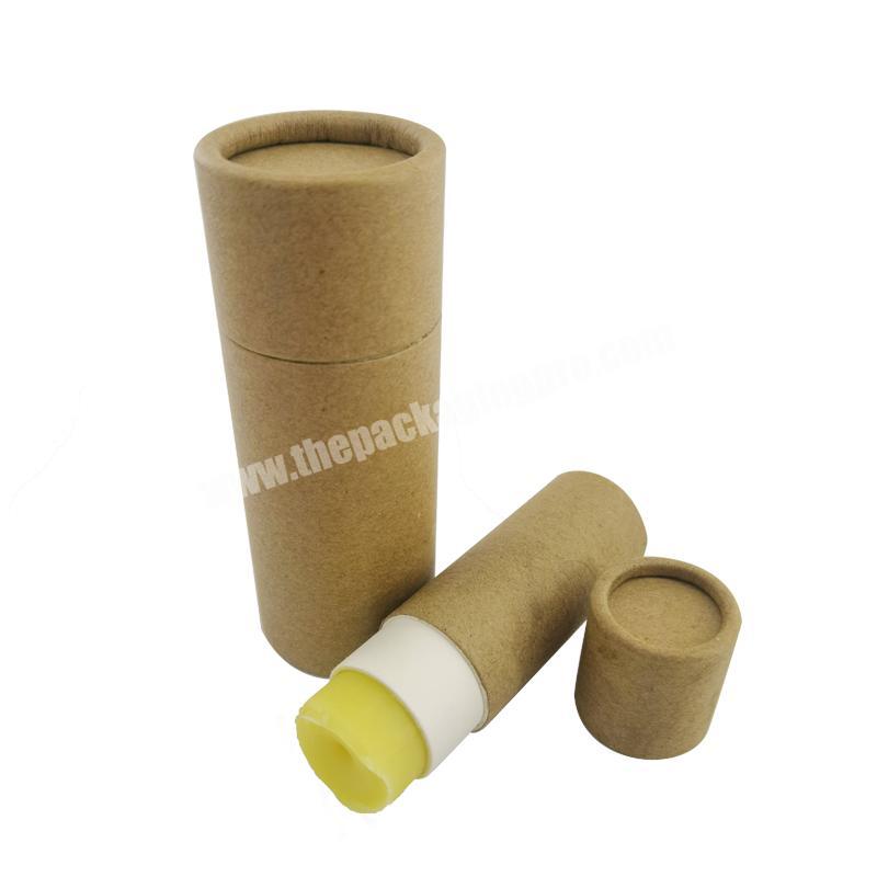 0.3 oz Biodegradable Brown Kraft Cardboard Deodorant Push Up Paper Tube Packaging For Lip Balm