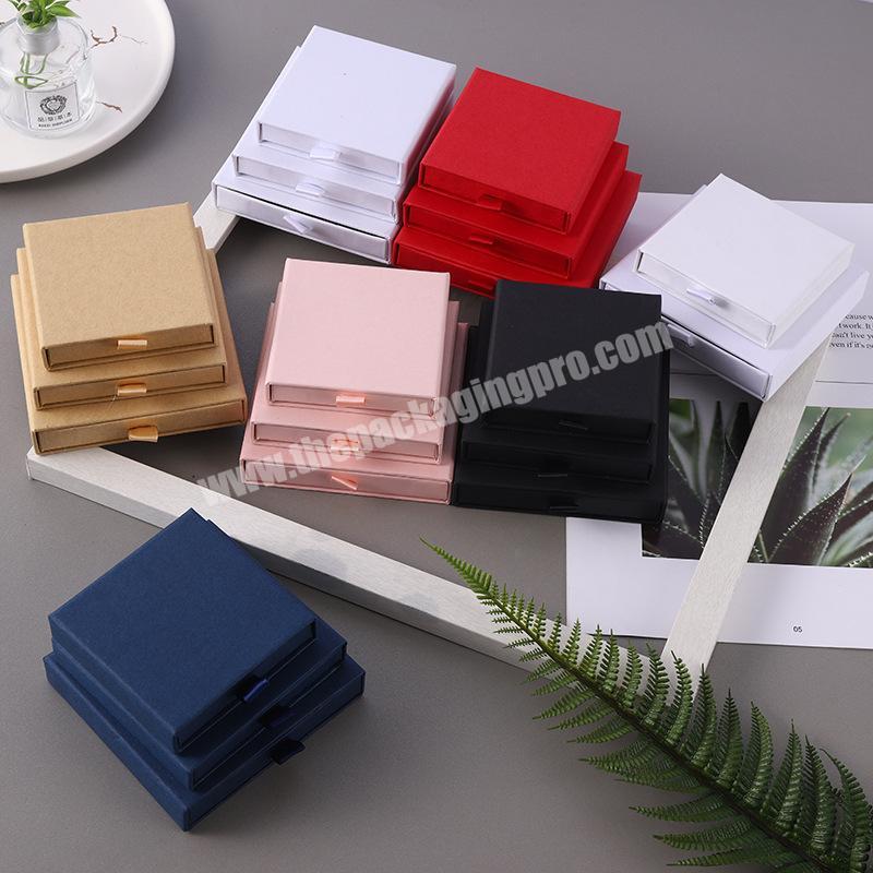 1.7cm Height Thin Ring Earrings Necklace Paper Box Sliding Gift Packaging Paper Drawer Jewelry Box with Pad Foam Sponge Inside