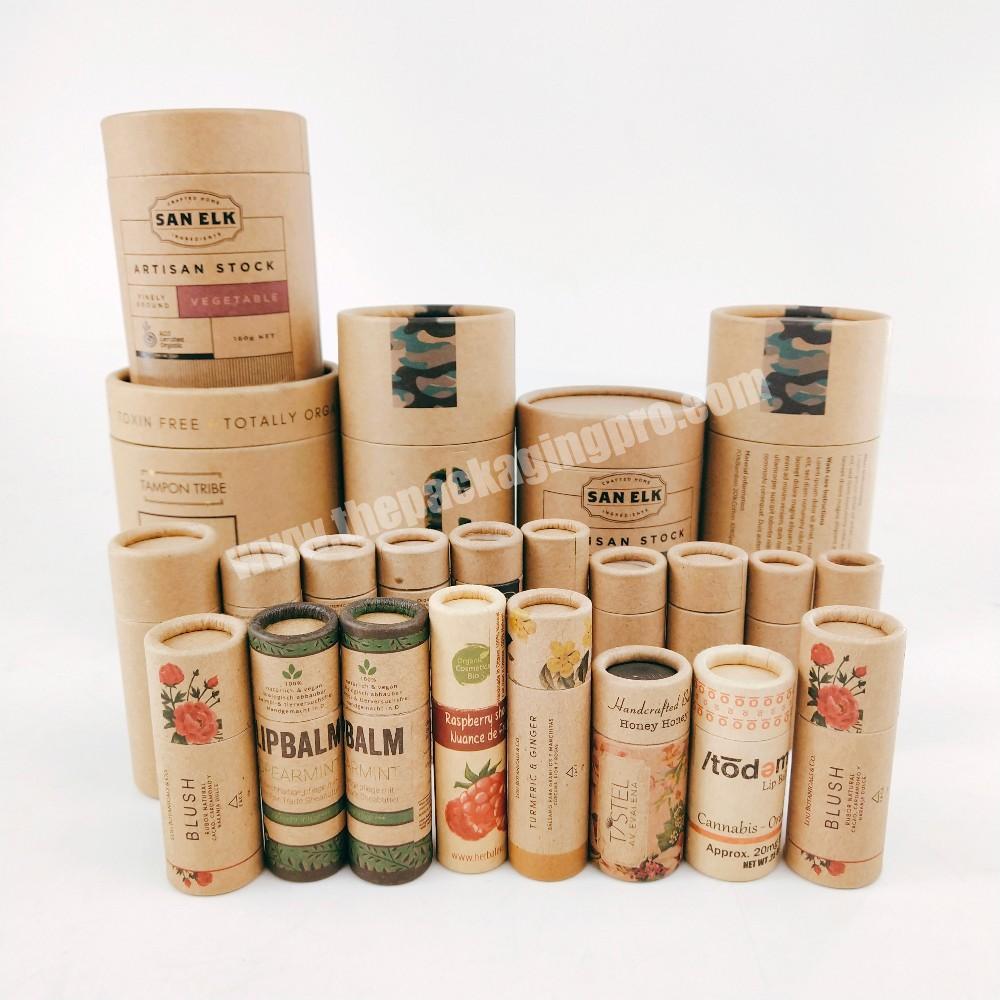 100% Biodegradable Cosmetics Packaging Kraft Cardboard Jar Lip Balm Containers Paper Tube