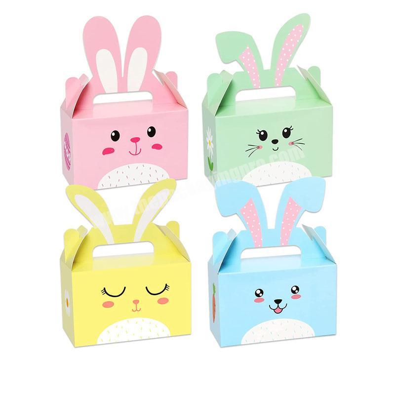 12 Pack Easter Treat Happy Easter Party Favor Boxes Bunny Eggs Gift with Handle Easter Basket Containers Candy Goodies Box