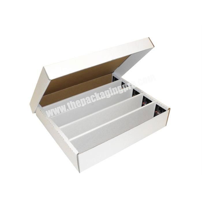 2 pieces white cardboard sports boxes trading card storage boxes trading card box with dividers