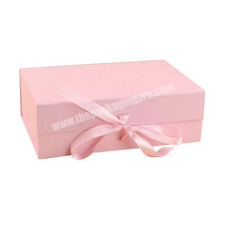 dongguan new design custom logo large pink magnetic folding packaging gift box
