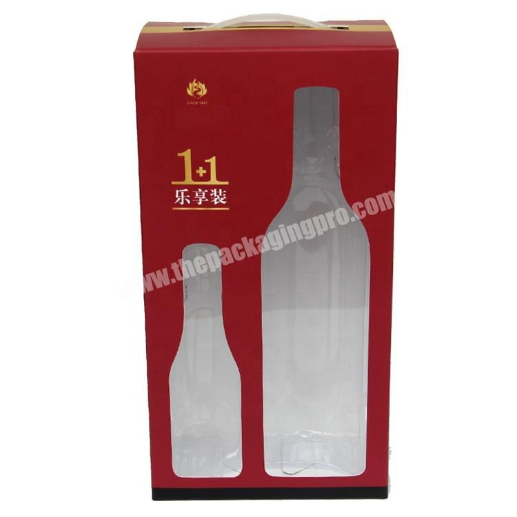 2020 Factory Wholesale The Latest Style Wine Custom  Packaging Cardboard Transparent Box With Handles