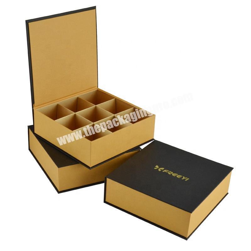 2020 Handwork chocolate cardboard gift box packaging clamshell design 9 dividers magnetic chocolate box