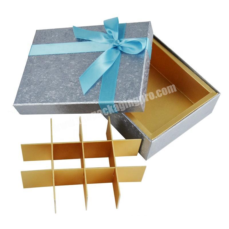 2020 cardboard gift box packaging lid and base box design bowknot decoration edible chocolate box