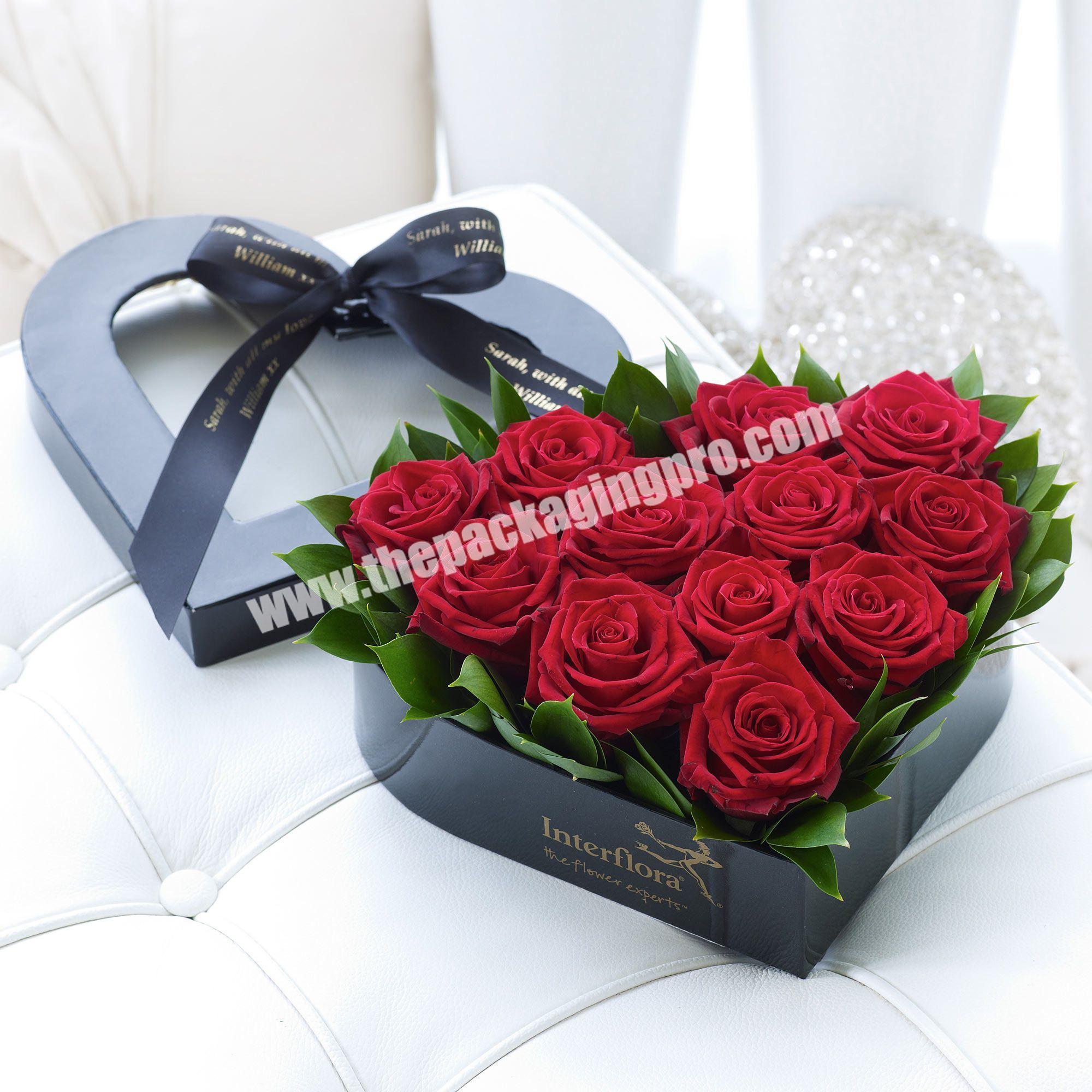 2020 factory luxury custom rose flower box packaging custom logo printing design heart flower box set gift box