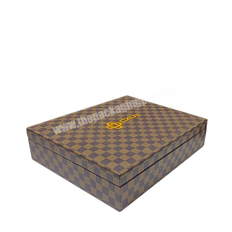 Factory manufacturer customized new design brown high-end PU leather embroidery wholesale luxury gift wine box