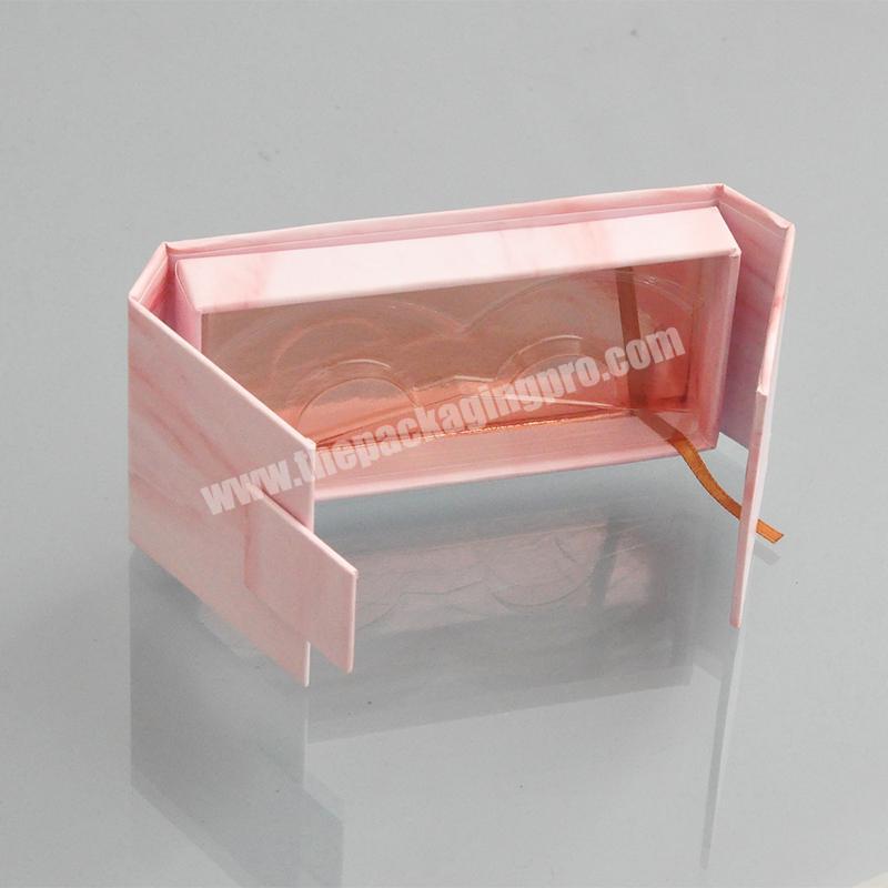 Hot Paper Eyelash Box  Custom Logo Eyelash Holder Case Pink Marble Design Eyelashes Container