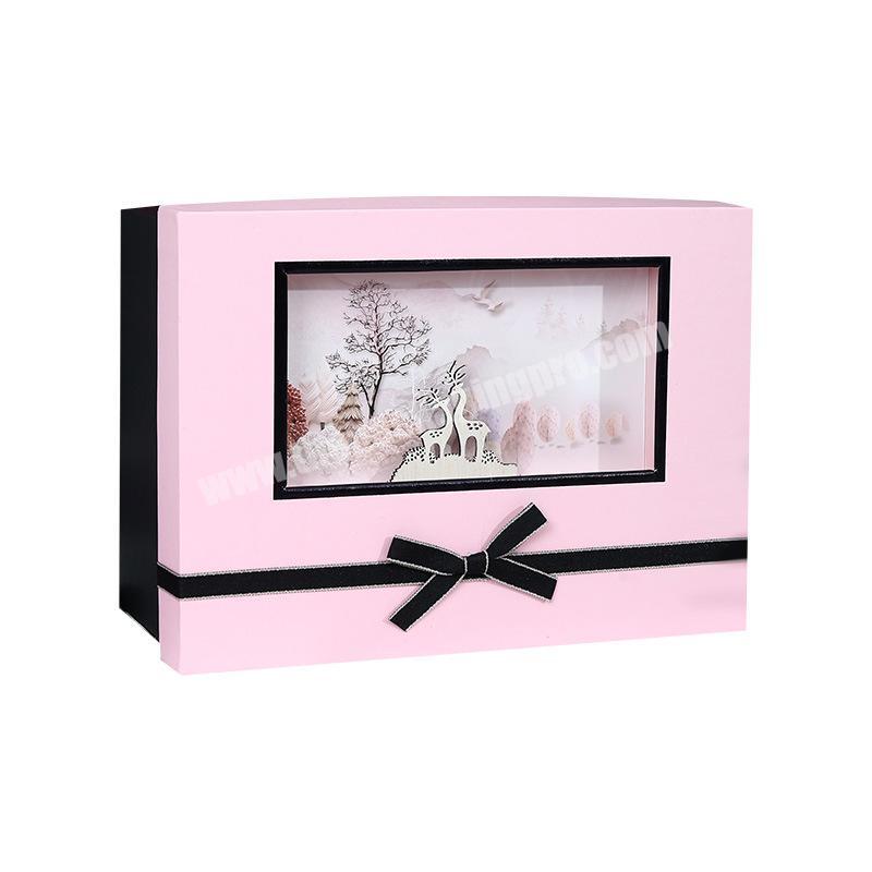 New Design Valentine's Wedding Packing Boxes Custom Flamingo Gift Box For Girlfriend With Clear Window