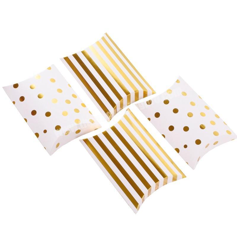 New Style Wholesale Custom Gold Foil Logo Pillow Boxes Luxury Hair Extension Packaging Pillow Paper Box