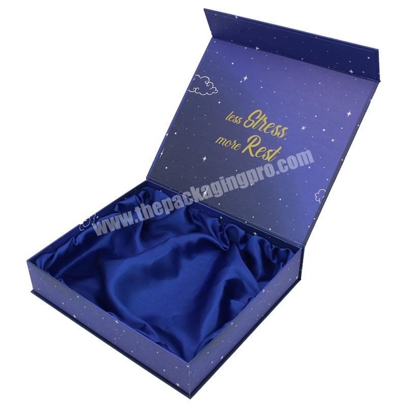 gold foil Foldable Paper Packaging Custom blue cardboard wig packaging box Magnetic Closure Gift Box With silk Wholesale