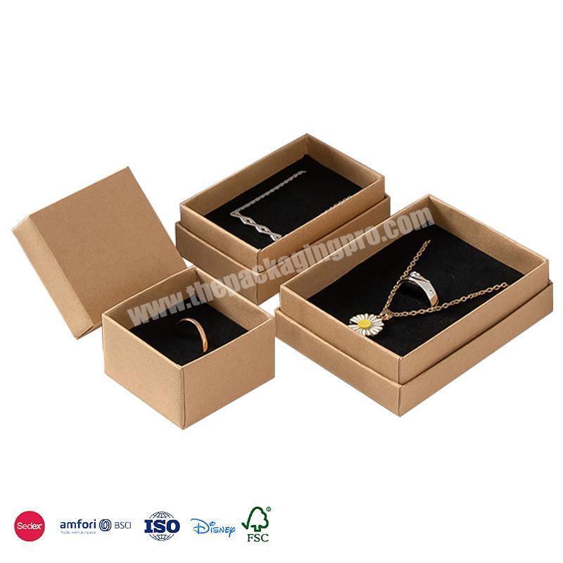 2022 Hot Sale Small Ring Cardboard Box Gift Bag Jewelry Kraft Brown Paper Jewellery Boxes