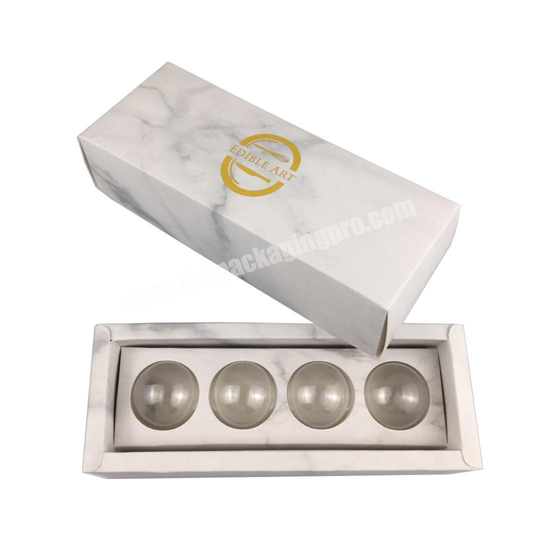 4 Cavity Marble printing chocolate gift box with plastic clamshellblister