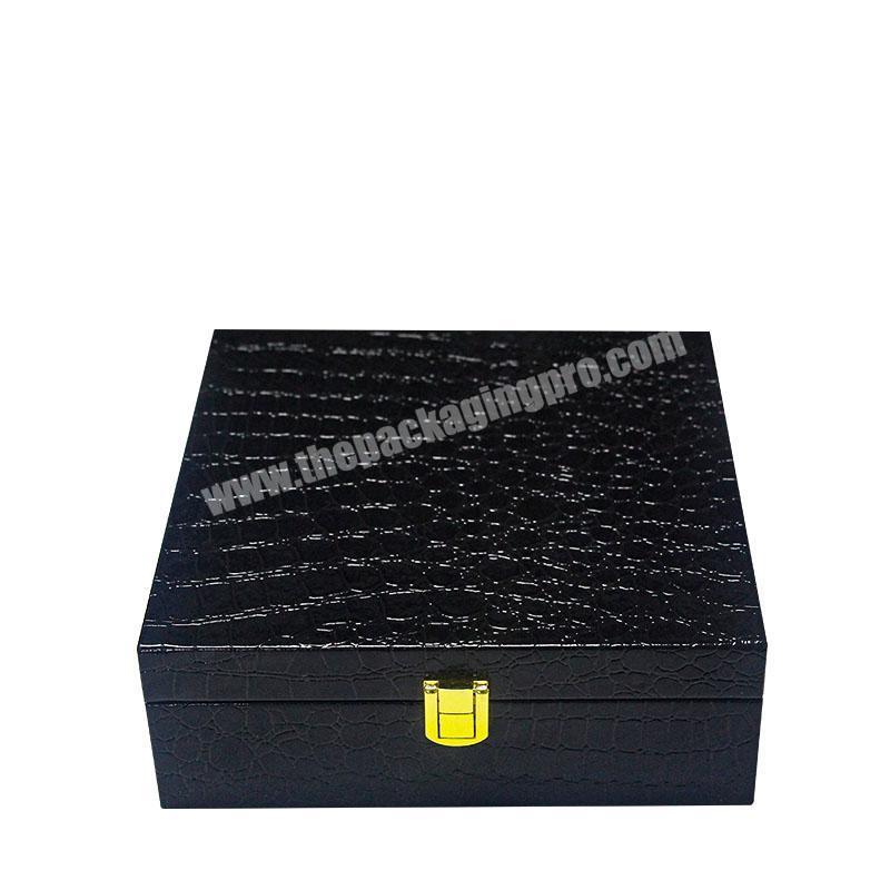 Beauty manufacture customized new design most popular hot selling wholesale black luxury gift skin care box with metal lock