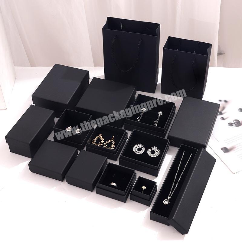 Best Price Recycled Box Subscription Luxury Jewelry gift box for Necklace Ring Black Paper Box with Insert